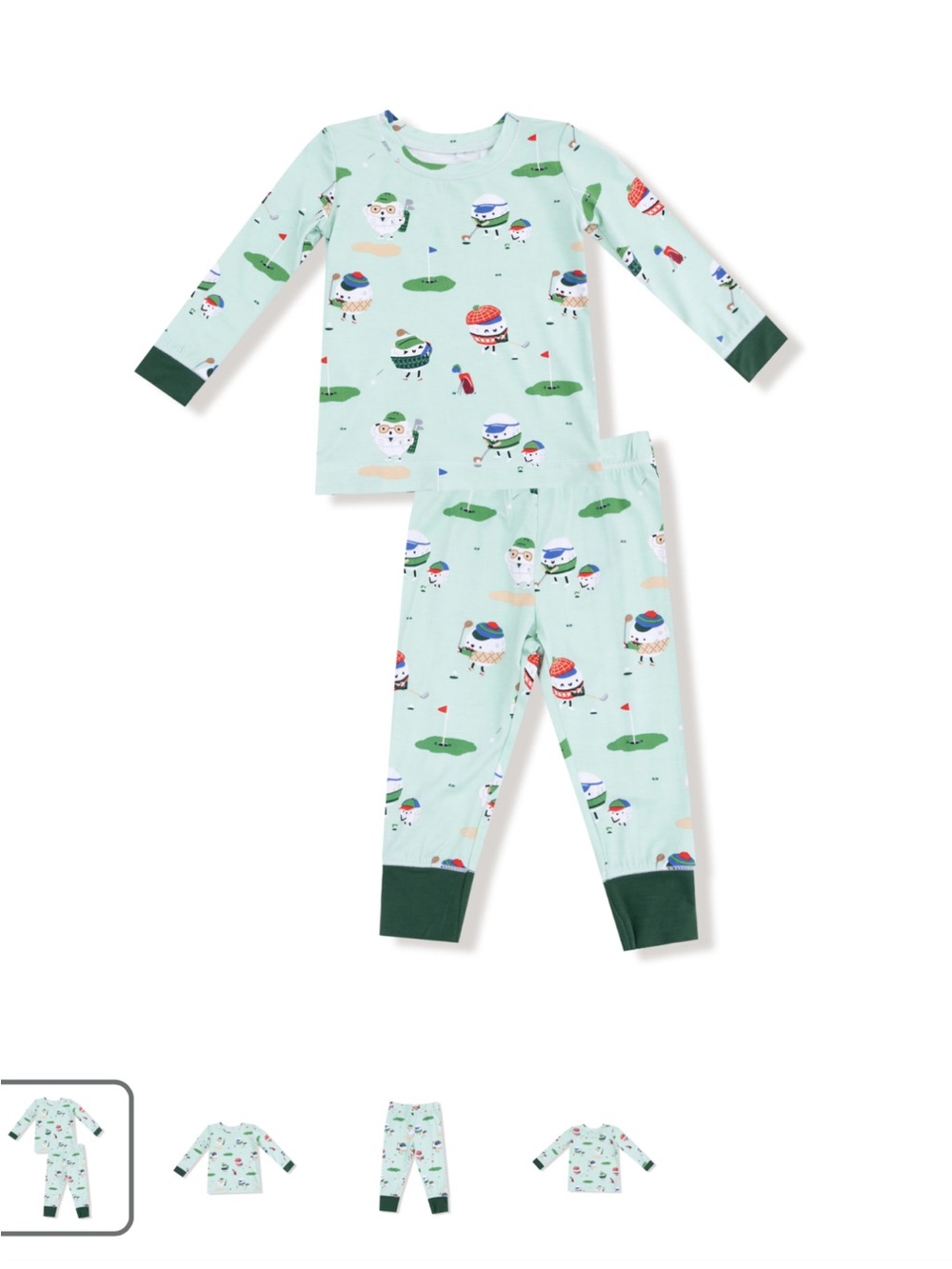Angel Dear Golf Pros - Green - Long Sleeve Loungewear Set - 2T